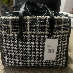 Betsey Johnson black and white Houndstooth Bag with Quilted Pouch